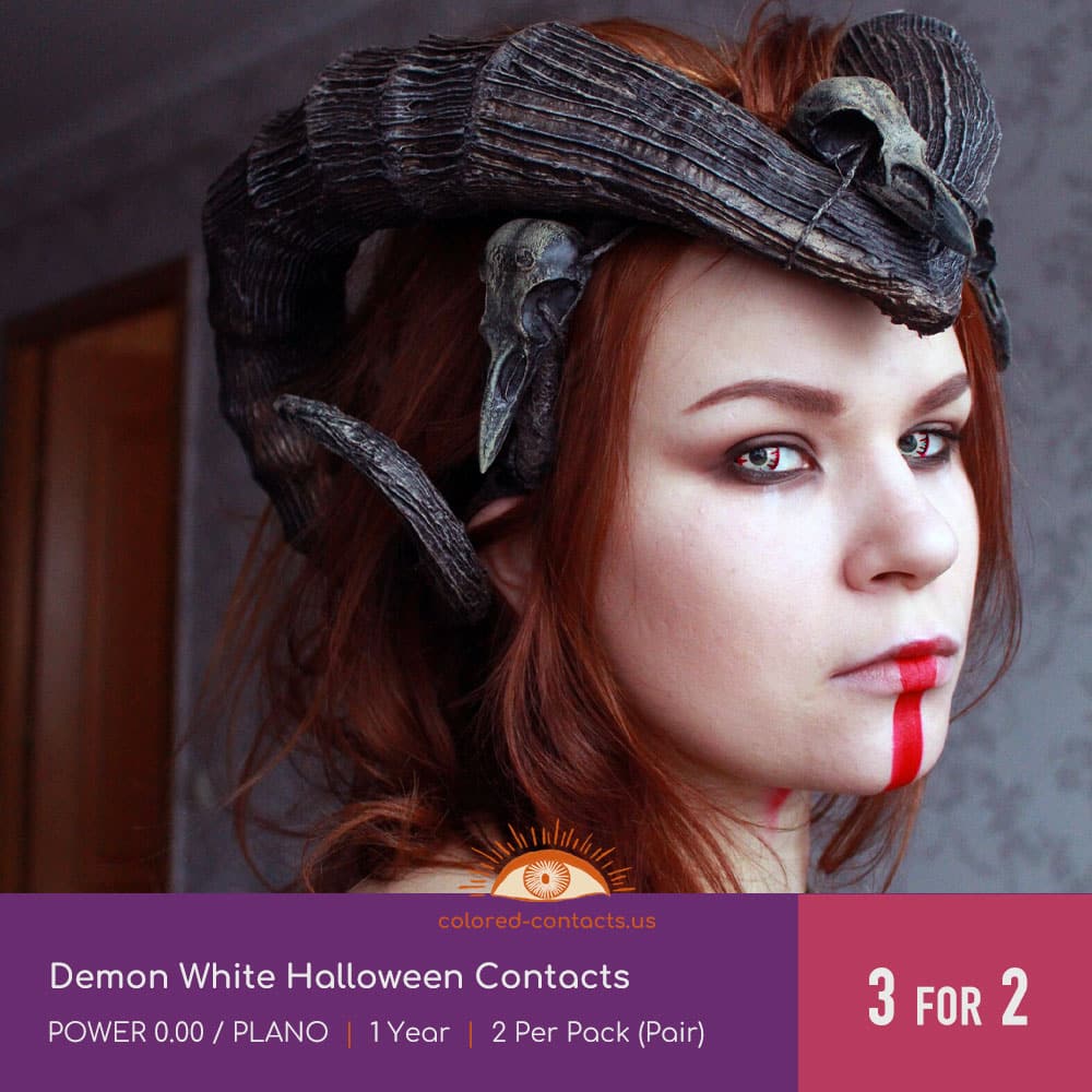 Demon White Halloween Contacts - thumbnail 2