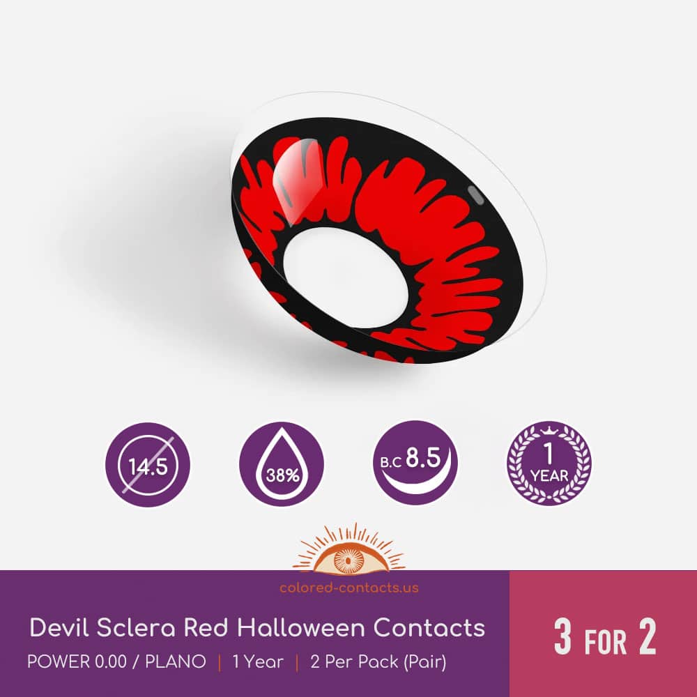 Devil Sclera Red Halloween Contacts - thumbnail 4
