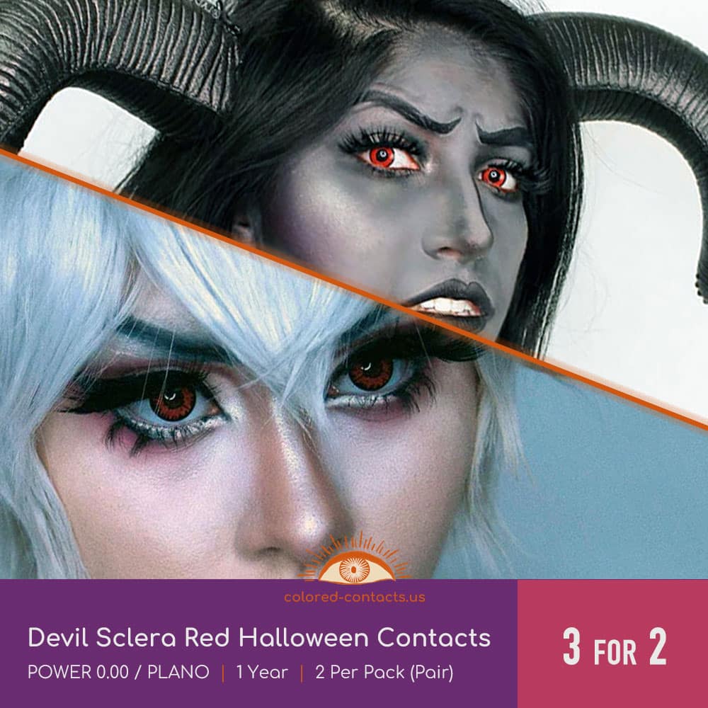 Devil Sclera Red Halloween Contacts - thumbnail 3
