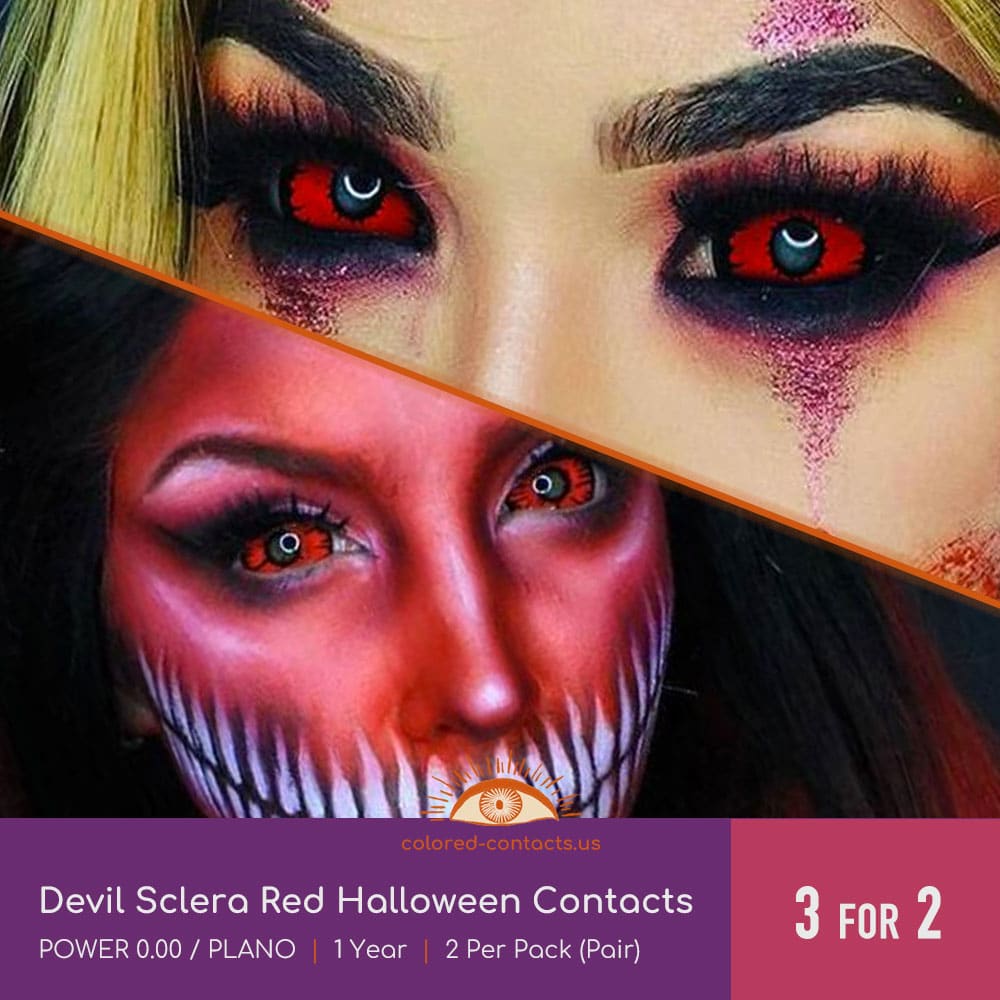 Devil Sclera Red Halloween Contacts - thumbnail 2