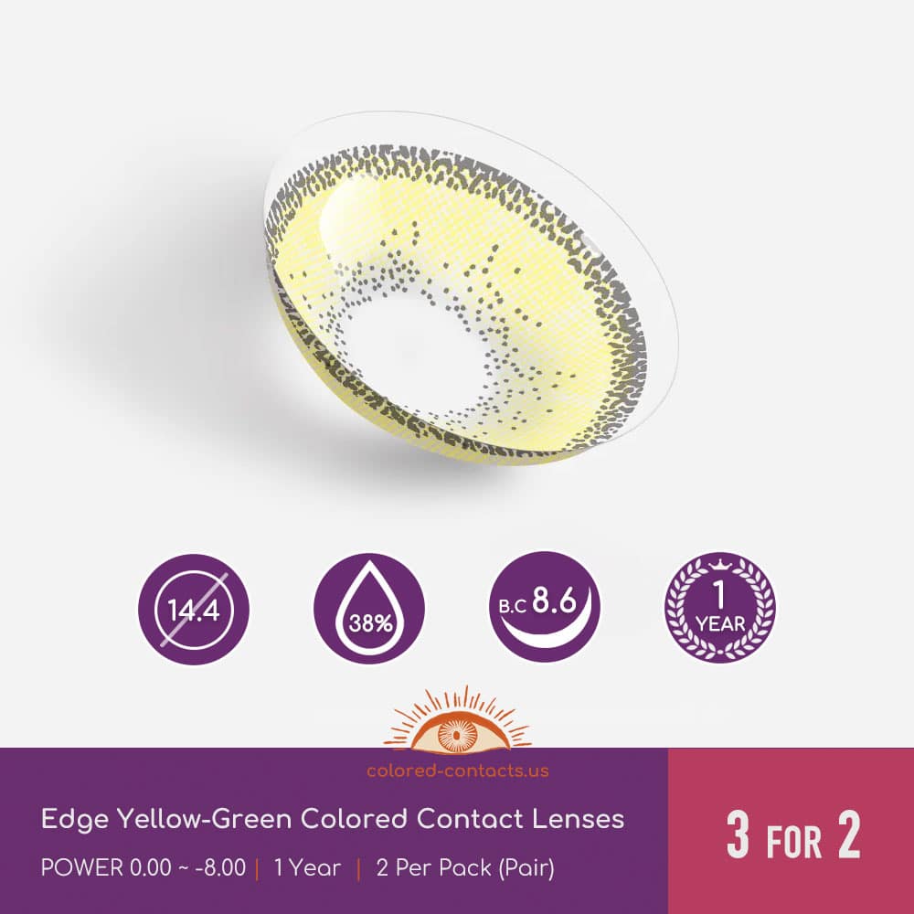 Edge Yellow-Green Colored Contact Lenses - thumbnail 5