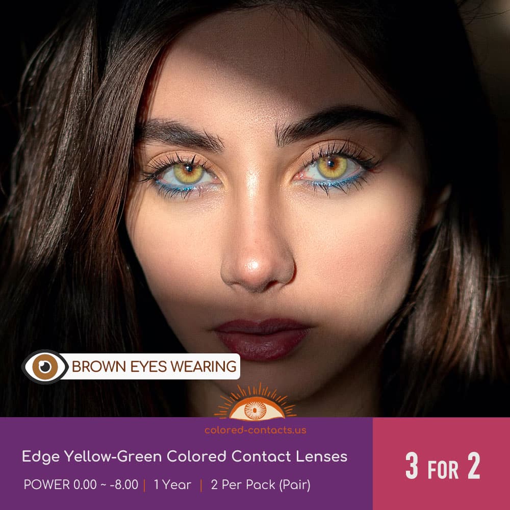 Edge Yellow-Green Colored Contact Lenses - thumbnail 2