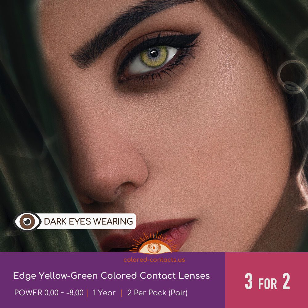 Edge Yellow-Green Colored Contact Lenses - thumbnail 3