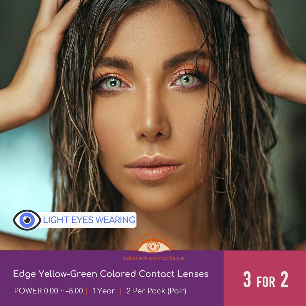 Edge Yellow-Green Colored Contact Lenses - thumbnail 4