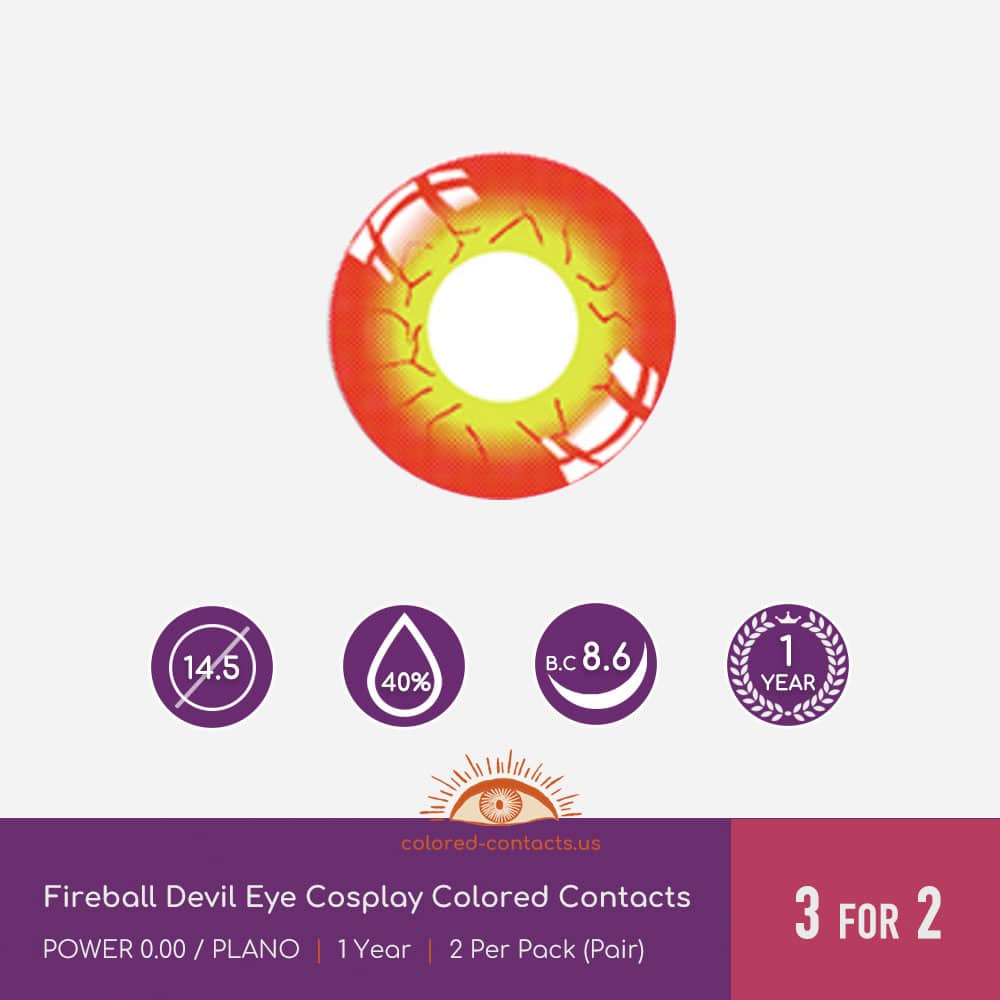 Fireball Devil Eye Cosplay Colored Contacts - thumbnail 3