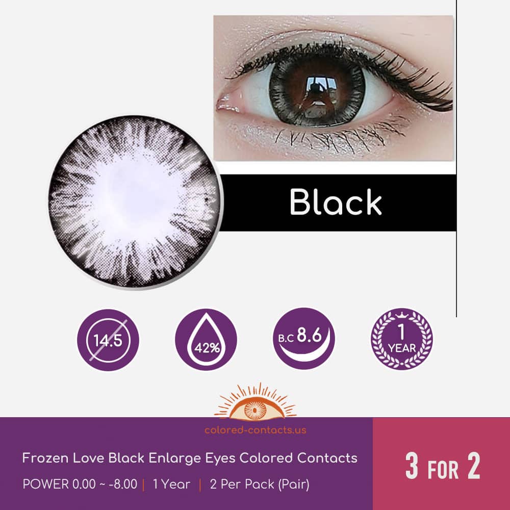 Frozen Love Black Enlarge Eyes Colored Contacts - thumbnail 3
