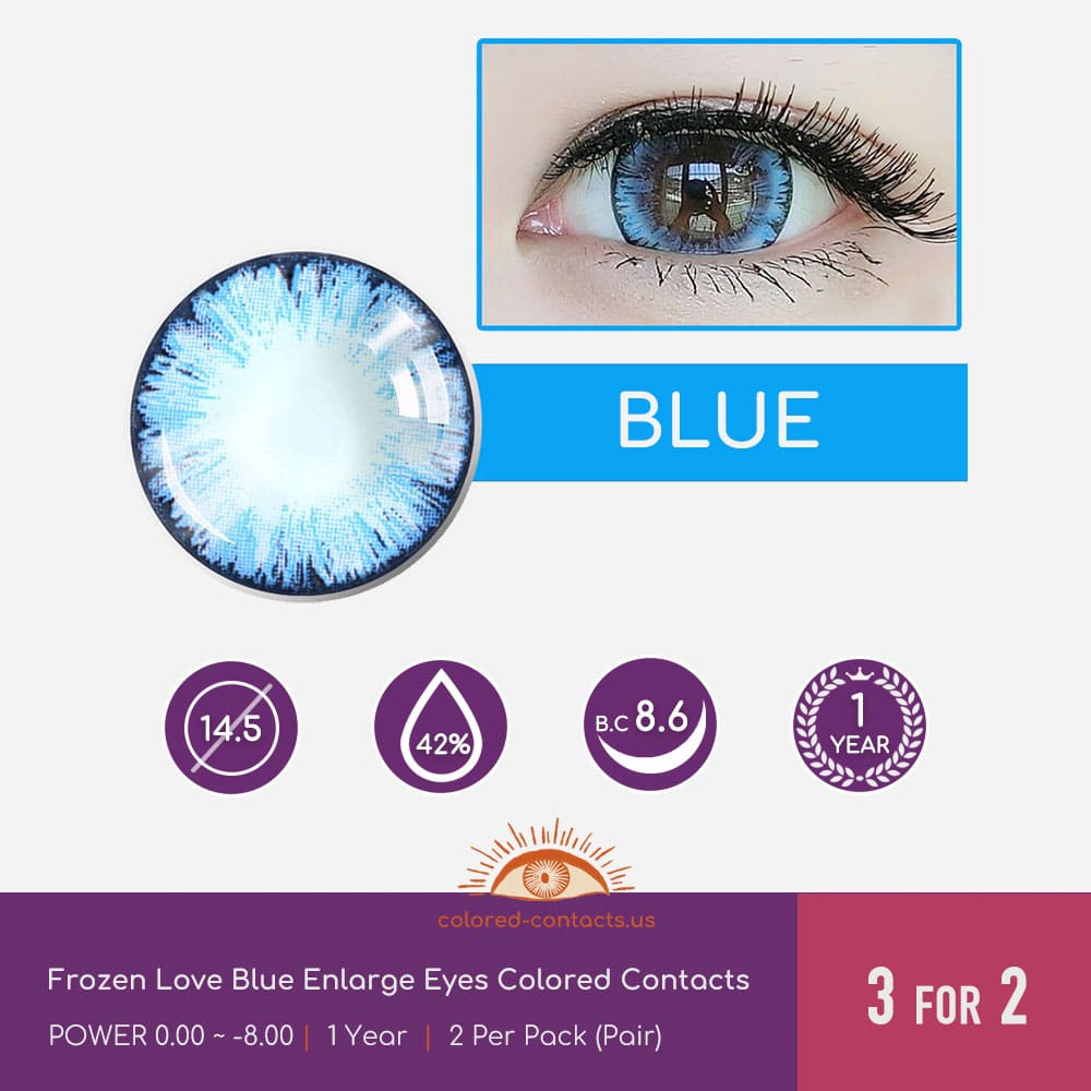 Frozen Love Blue Enlarge Eyes Colored Contacts - thumbnail 3