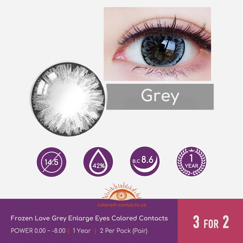 Frozen Love Grey Enlarge Eyes Colored Contacts - thumbnail 3