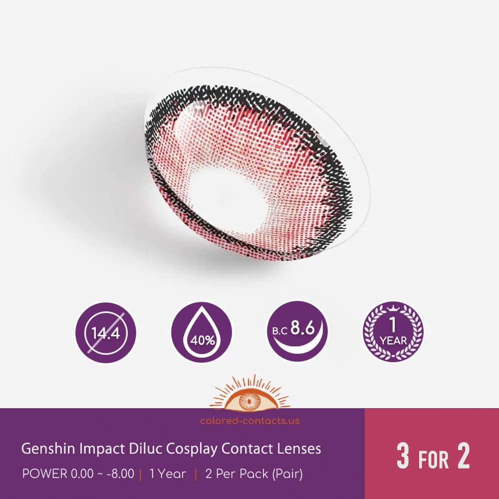 Genshin Impact Diluc Cosplay Contact Lenses - thumbnail 4