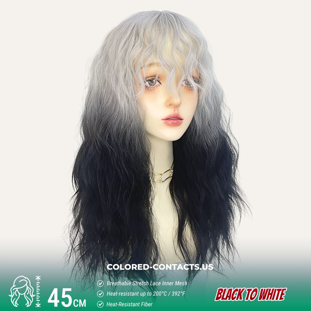Gothic Elf Cosplay Wig - Black to White Gradient - image 1