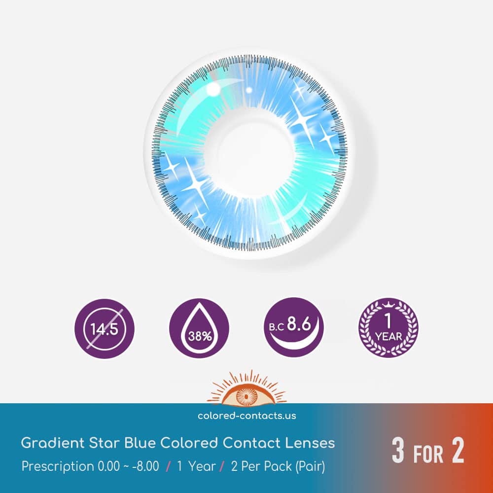 Gradient Star Blue Colored Contact Lenses - thumbnail 4