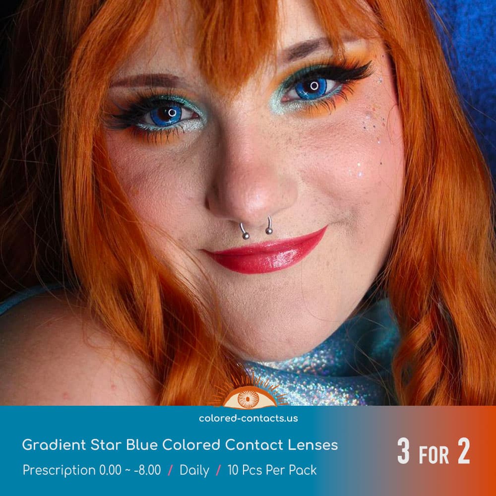 Gradient Star Blue Colored Contact Lenses - thumbnail 3