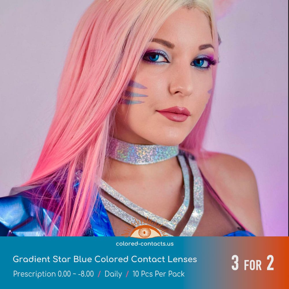 Gradient Star Blue Colored Contact Lenses - thumbnail 7