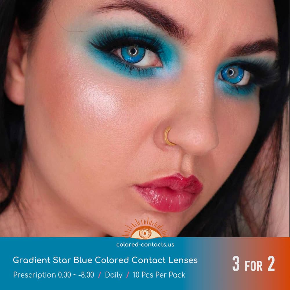 Gradient Star Blue Colored Contact Lenses - thumbnail 2