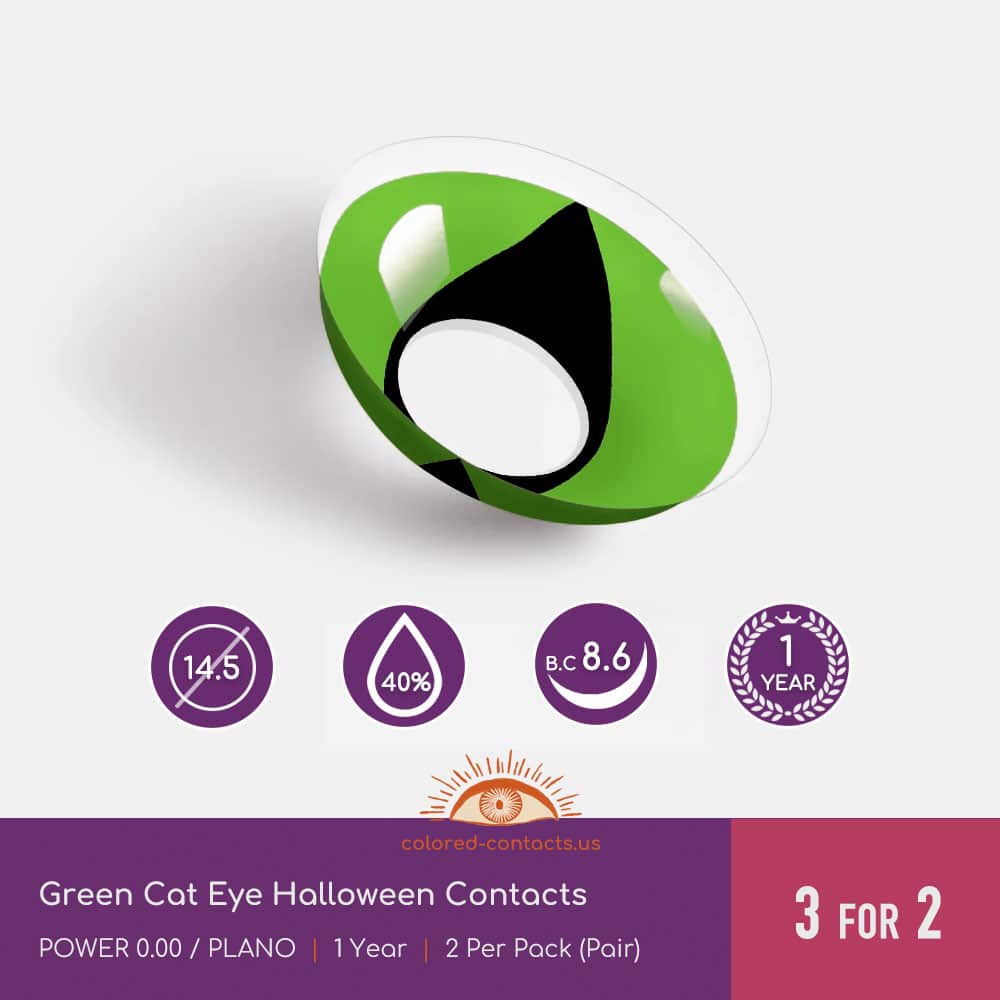 Green Cat Eye Halloween Contacts - thumbnail 3