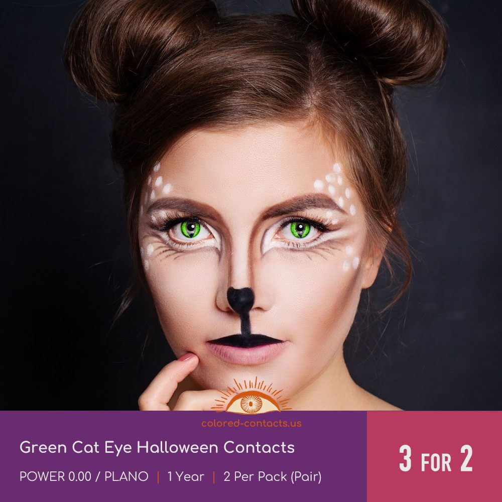 Green Cat Eye Halloween Contacts - thumbnail 2
