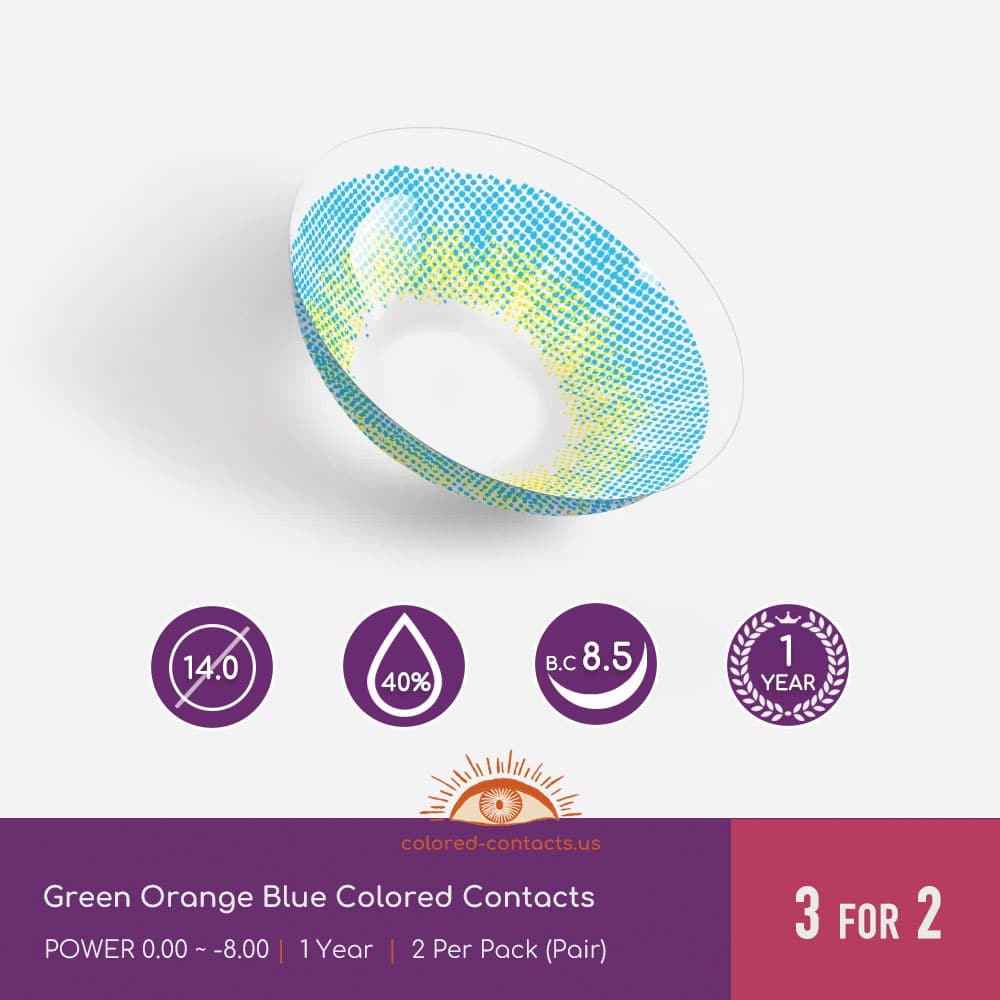 Green Orange Blue Colored Contacts - thumbnail 2