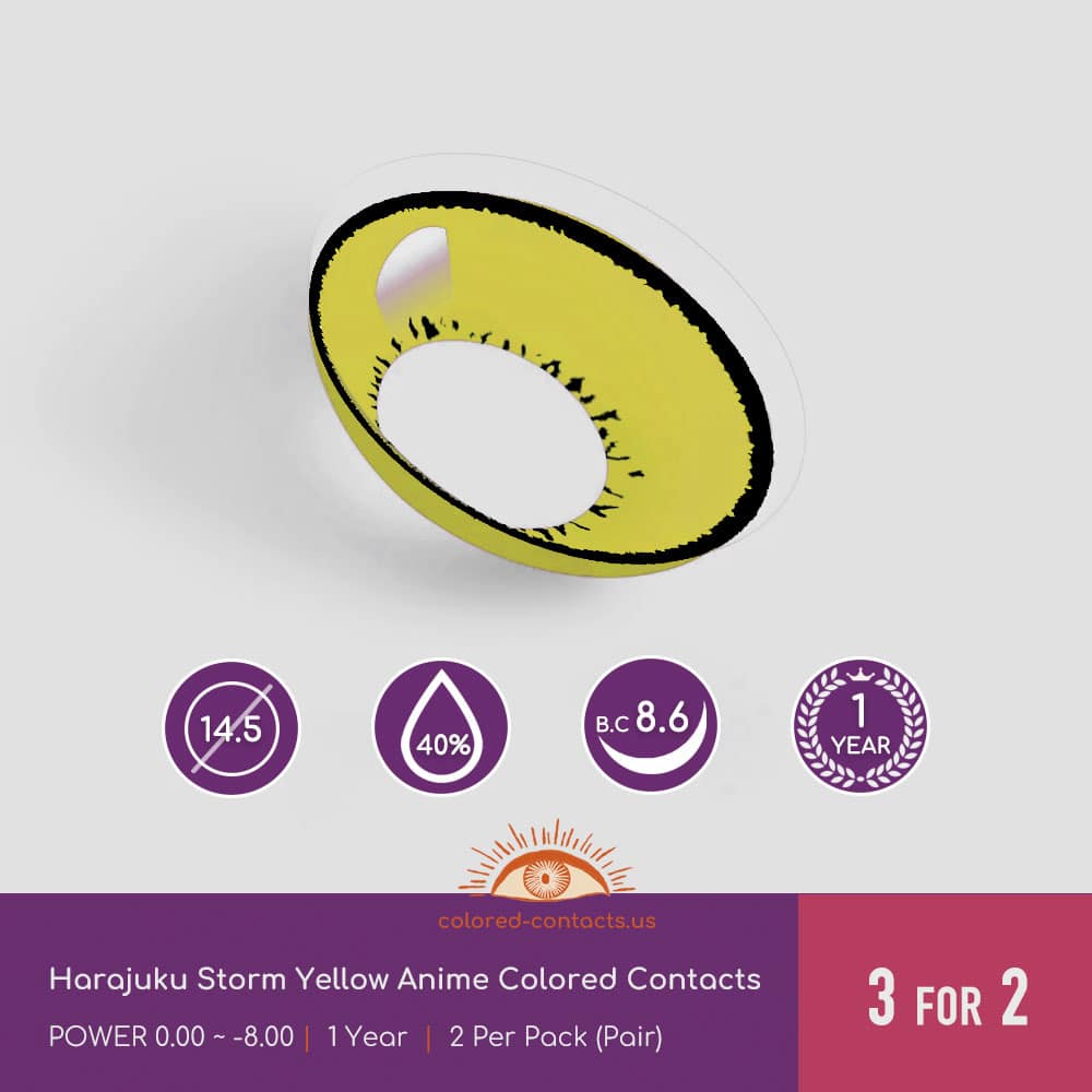 Harajuku Storm Yellow Anime Colored Contacts - thumbnail 3