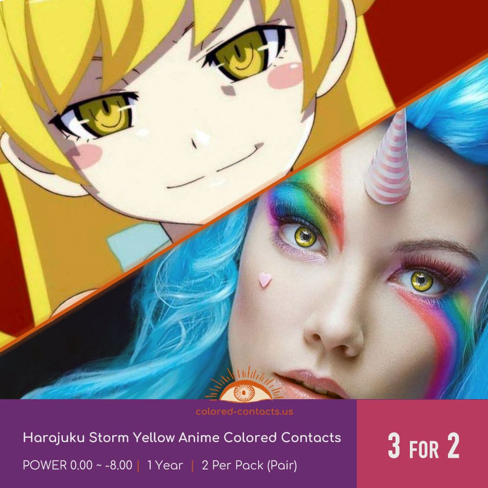 Harajuku Storm Yellow Anime Colored Contacts - thumbnail 2