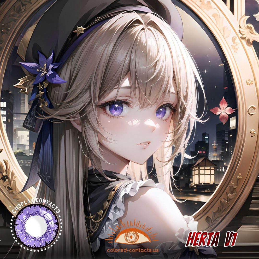 HONKAI : Herta Cosplay Purple Contact Lenses - image 1