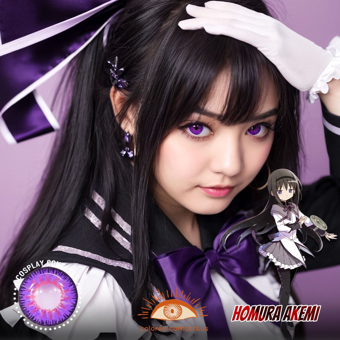 Madoka Magica: Homura Akemi Cosplay Purple Contact Lenses - image 1