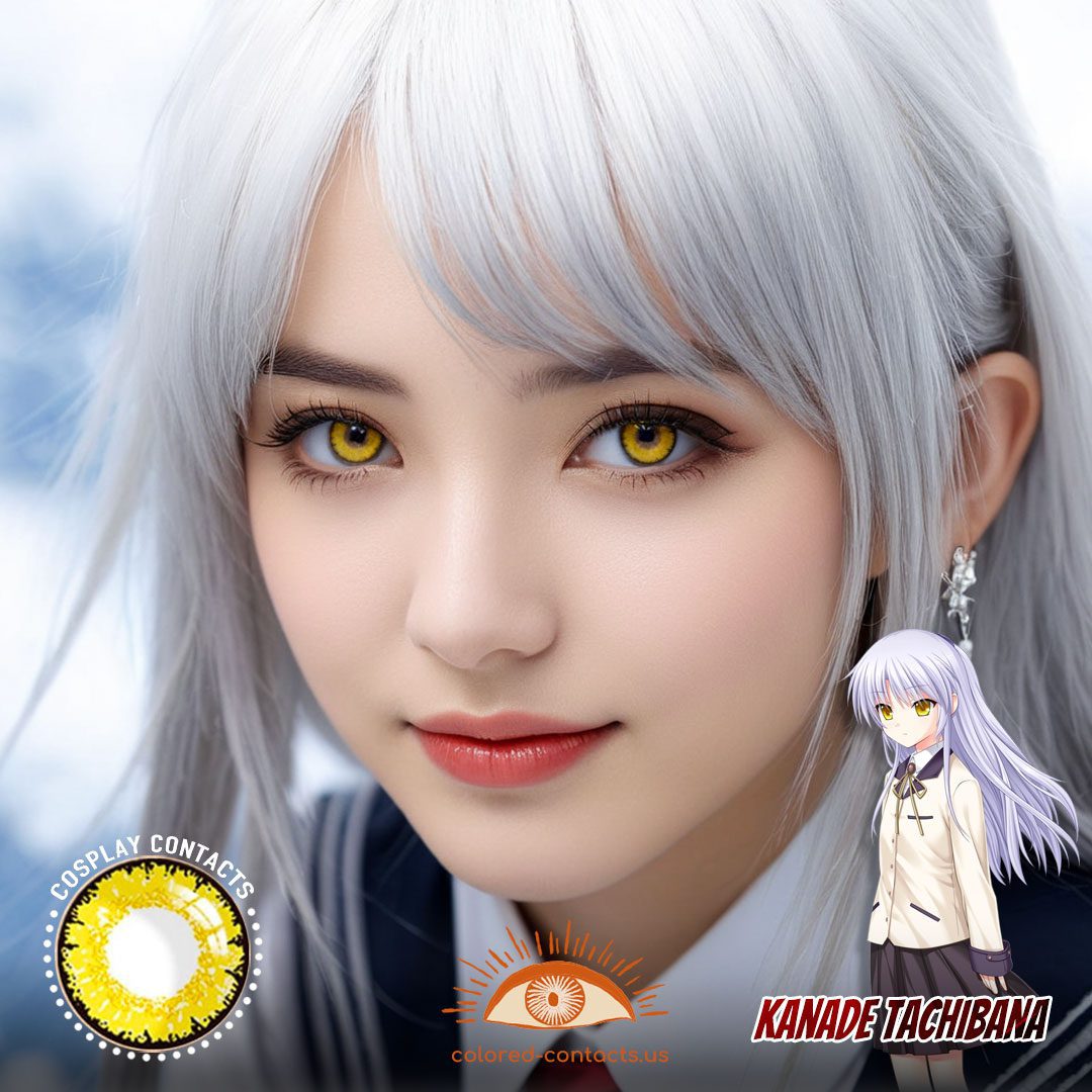 Angel Beats! Kanade Tachibana Cosplay Yellow Contact Lenses - image 1