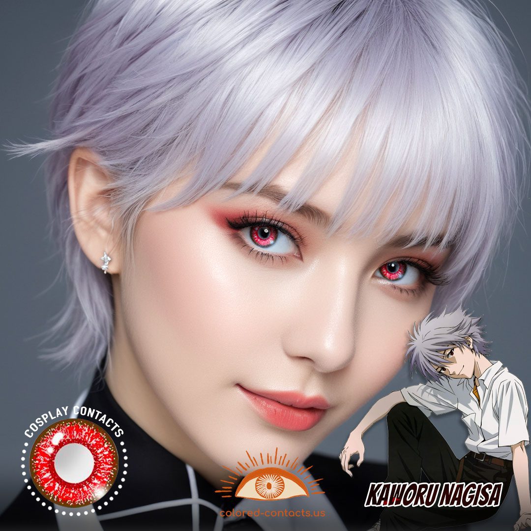 EVANGELION: Kaworu Nagisa Cosplay Red Contact Lenses - image 1