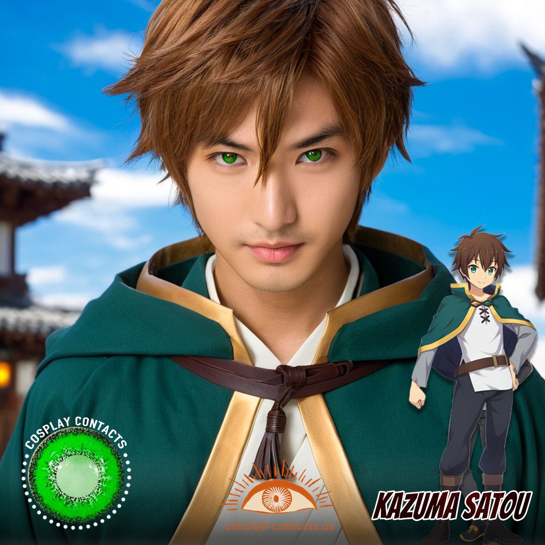 KonoSuba: Kazuma Satou Cosplay Green Contact Lenses - image 1