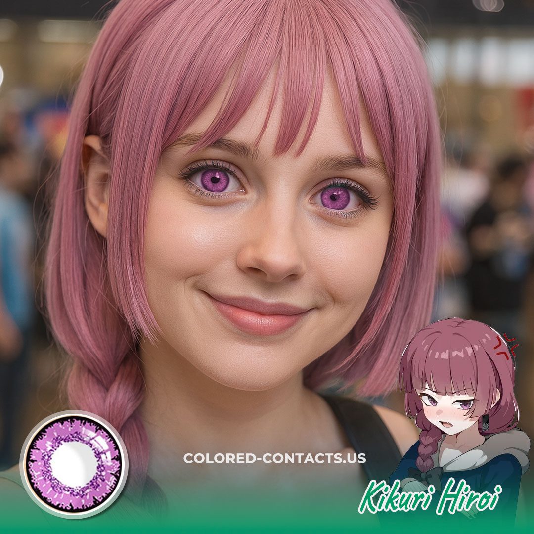 Kikuri Hiroi Cosplay Contact Lenses - Vibrant Purple! - image 1