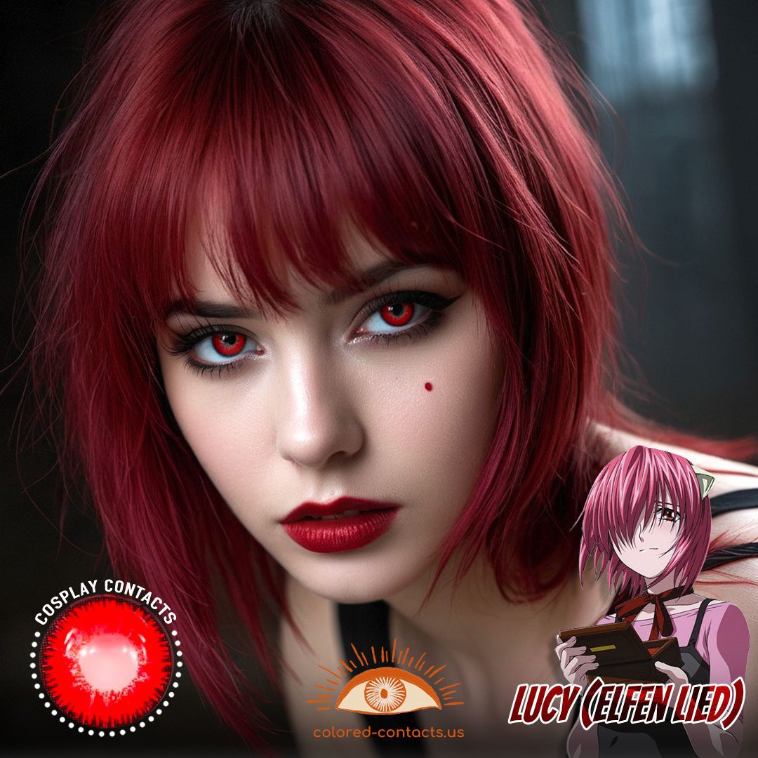 Villains: Lucy (Elfen Lied) Cosplay Red Contact Lenses - image 1