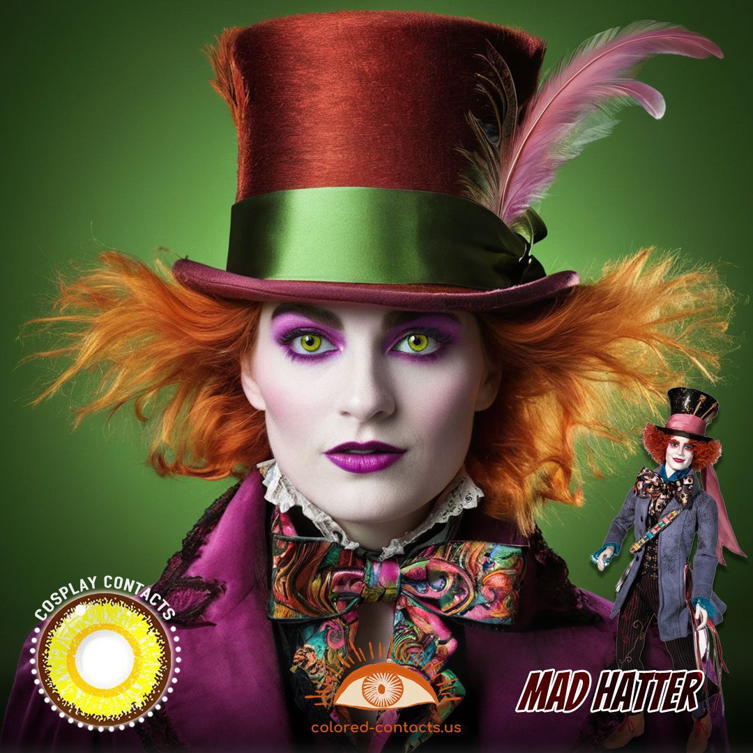 Alice in Wonderland: Mad Hatter Cosplay Yellow Contact Lenses - image 1