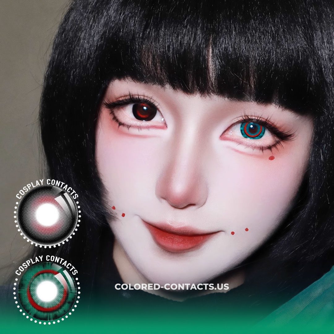 Ghost Red-black + Bone-devouring Insect Green Cosplay Contact Lenses - thumbnail 3
