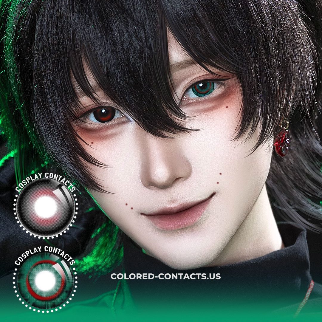 Ghost Red-black + Bone-devouring Insect Green Cosplay Contact Lenses - image 1