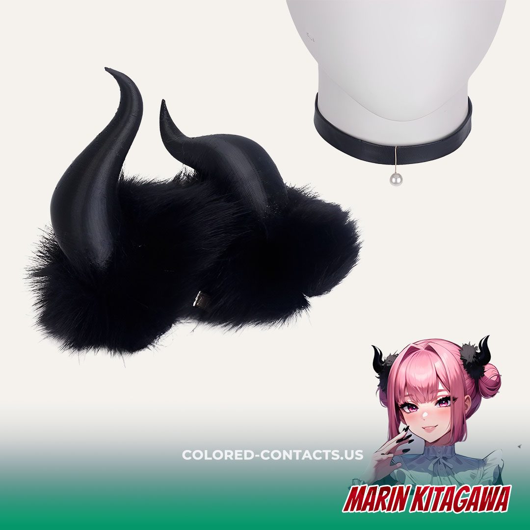 Marin Kitagawa Black Lily Demon Horns & Choker Set - image 1