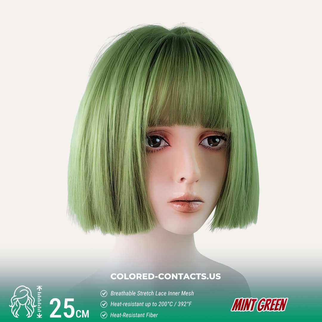 Mint Green Bob Wig with Straight Bangs - image 1