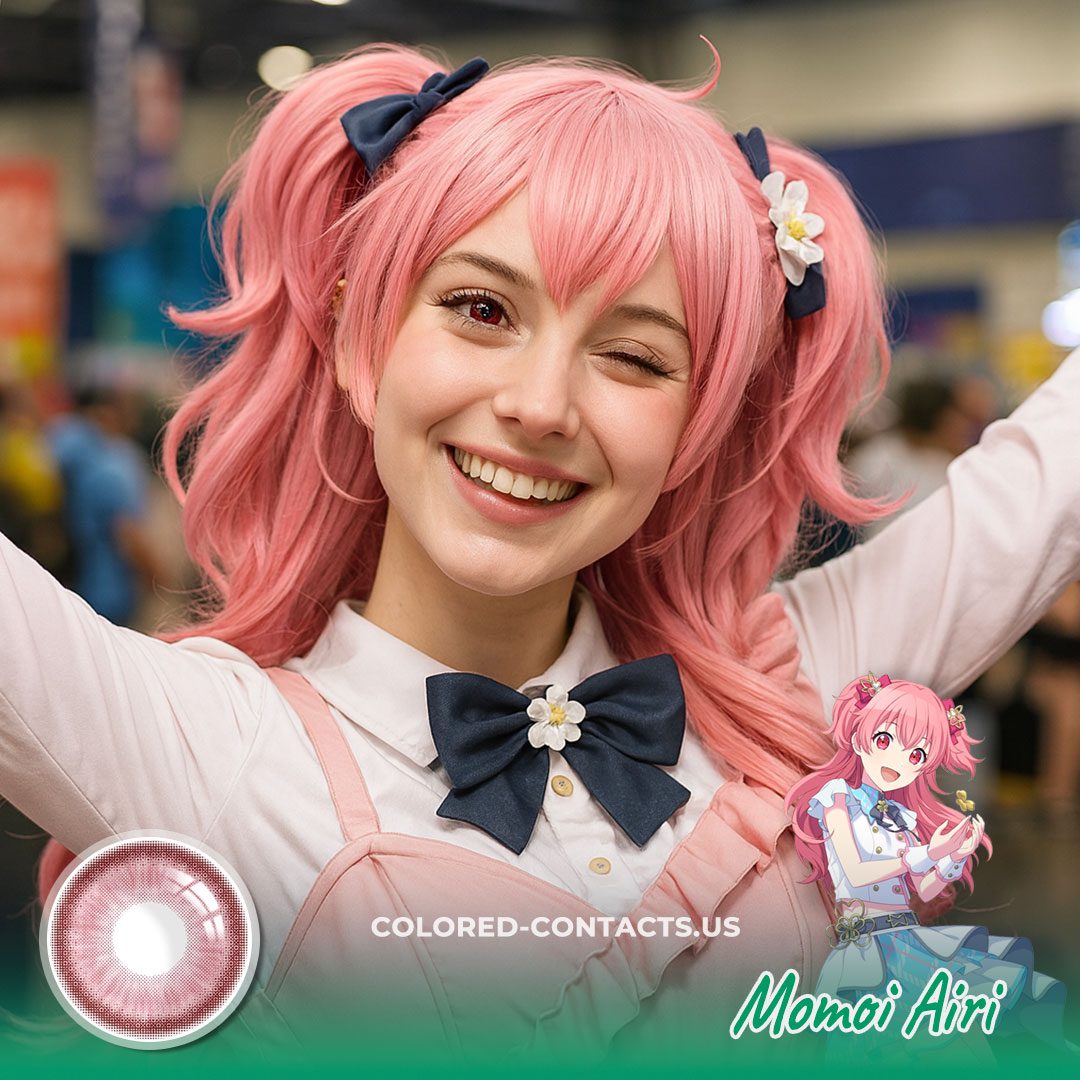 Momoi Airi Cosplay Contact Lenses – Coral Pink! - image 1