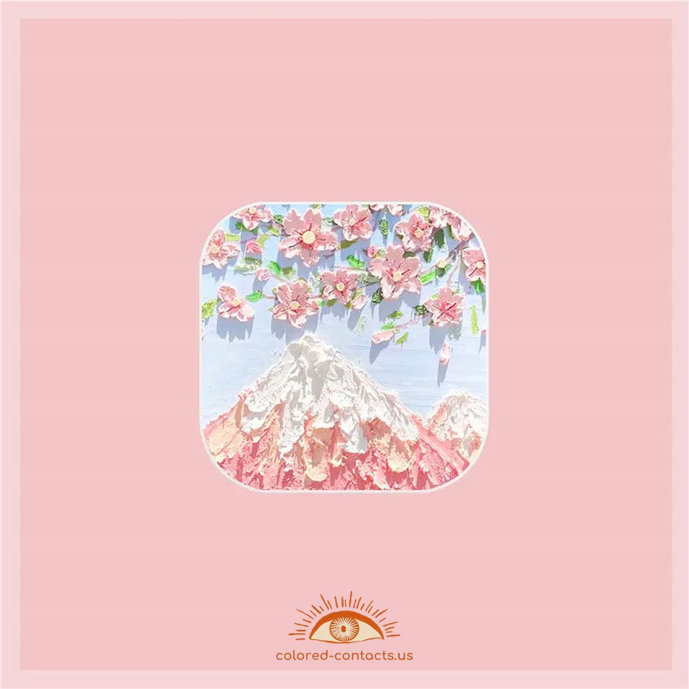 Mount Fuji And Cherry Blossom Pink Contact Lenses Case - image 1