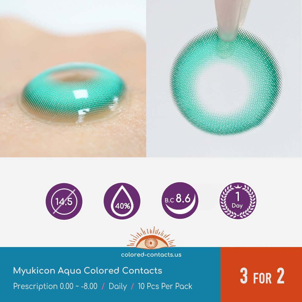 Myukicon Aqua Colored Contacts - 10Pcs - thumbnail 3