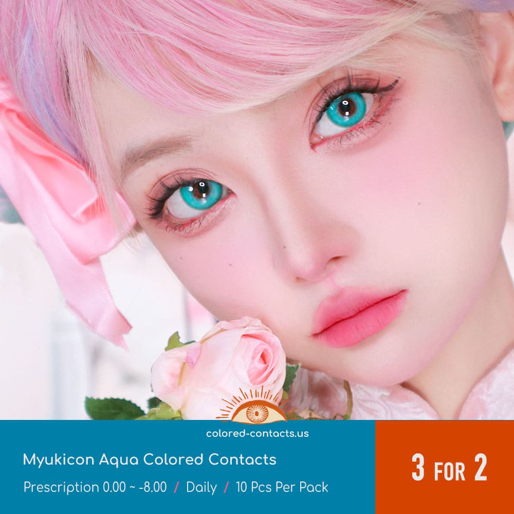 Myukicon Aqua Colored Contacts - 10Pcs - thumbnail 2