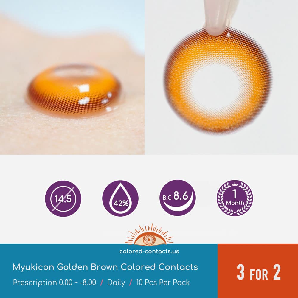 Myukicon Golden Brown Colored Contacts - 10Pcs - thumbnail 3