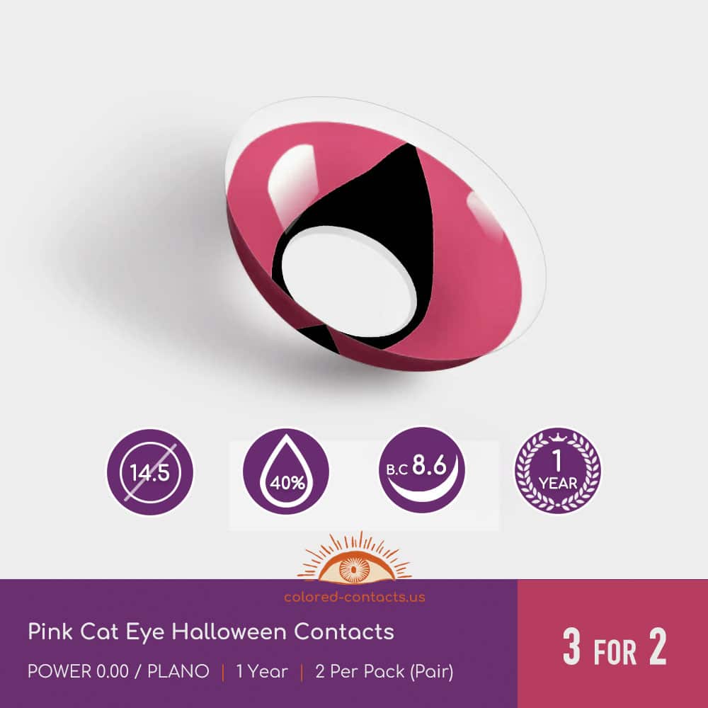 Pink Cat Eye Halloween Contacts - thumbnail 3