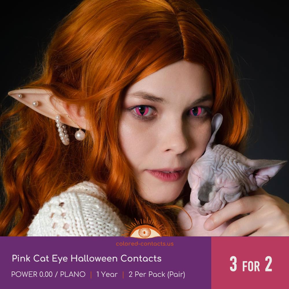 Pink Cat Eye Halloween Contacts - thumbnail 2