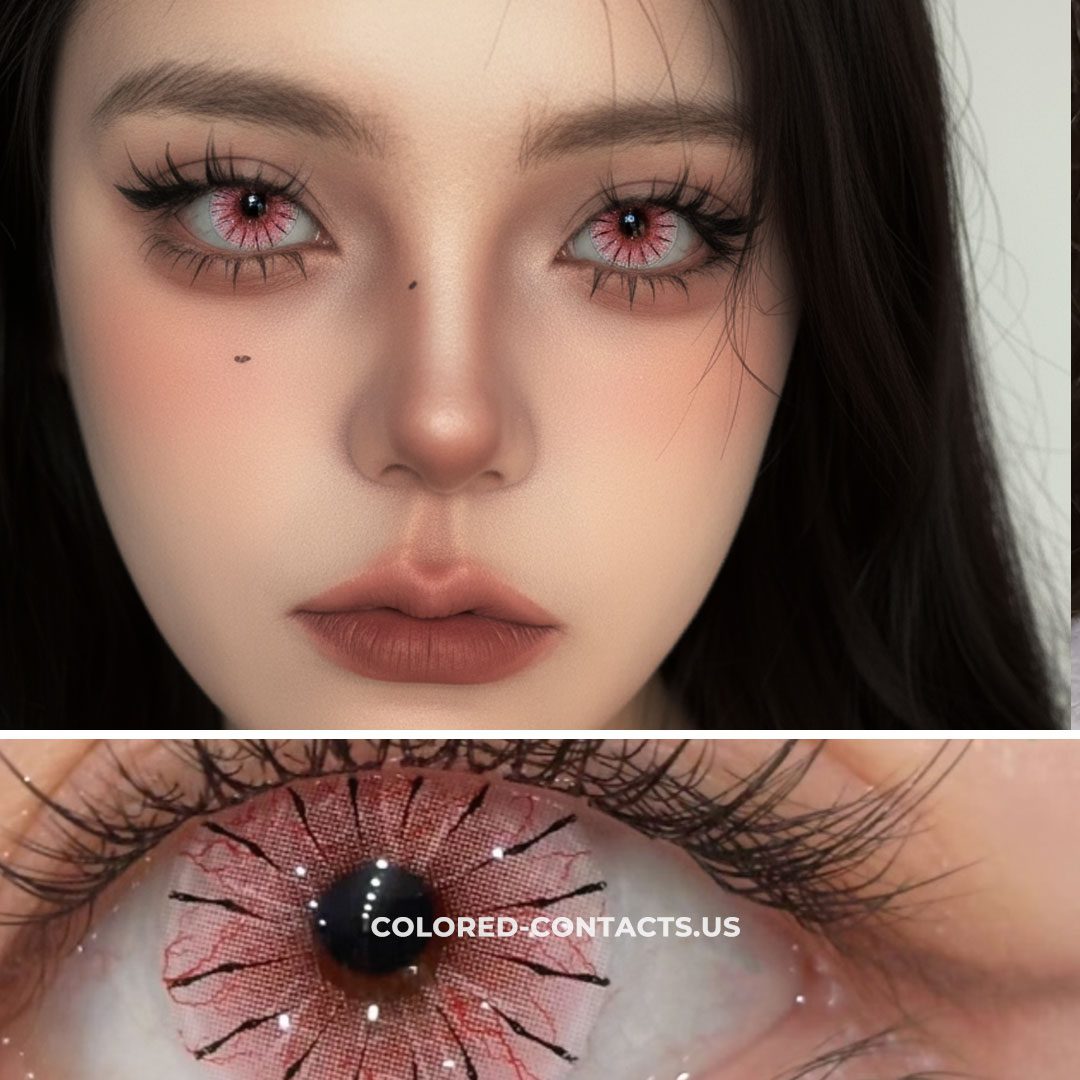 Pink Spider Web Colored Contacts  | 4-Piece Set - thumbnail 2