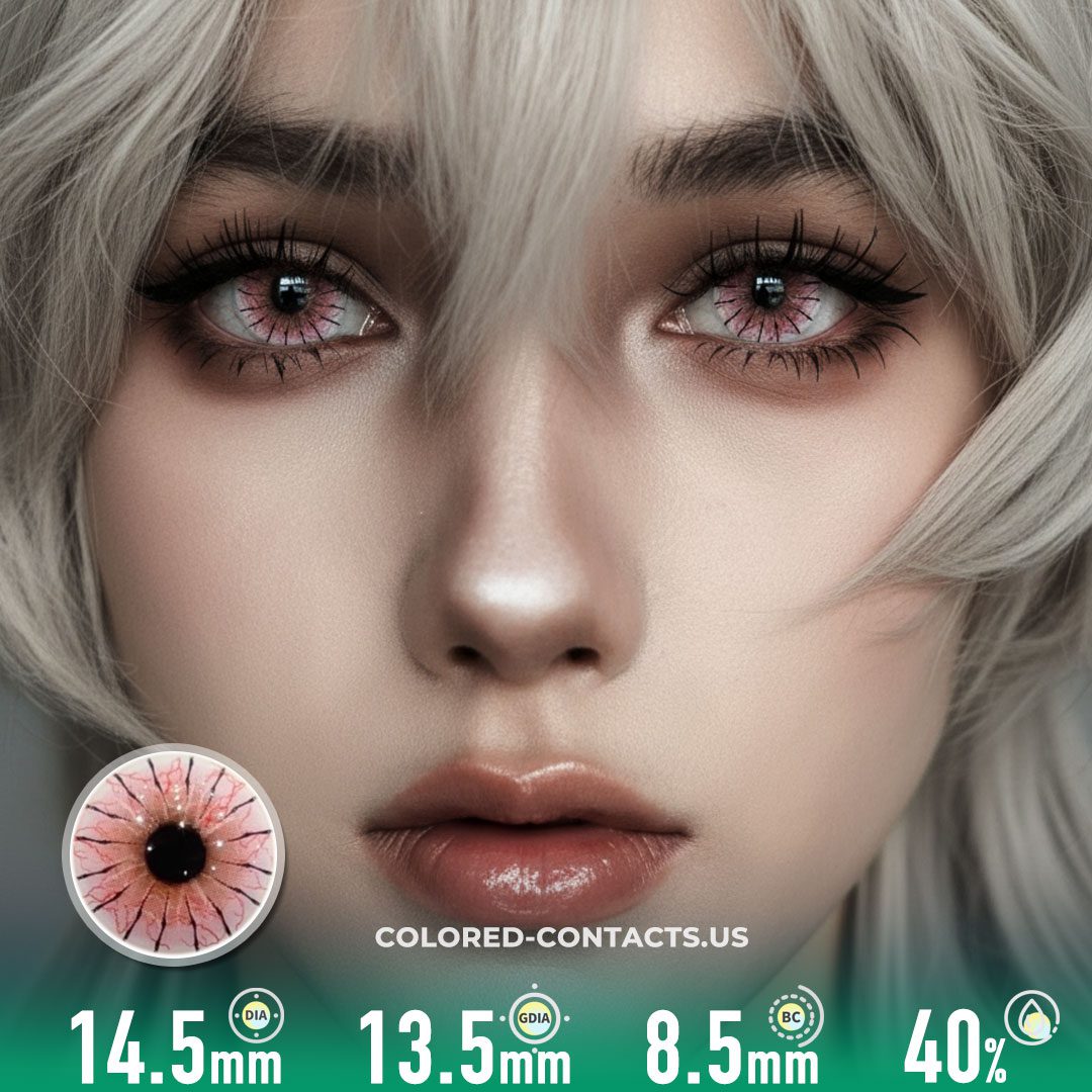 Pink Spider Web Colored Contacts | 4-Piece Set - image 1