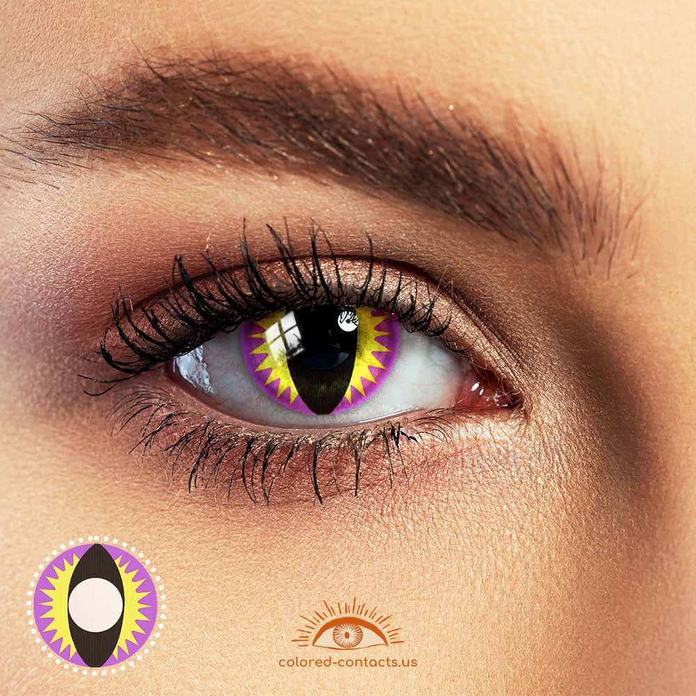 Pink Yellow Dragon Eye Halloween Contacts - image 1