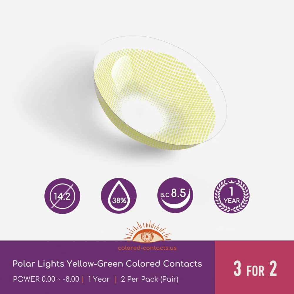 Polar Lights Yellow-Green Colored Contacts - thumbnail 5