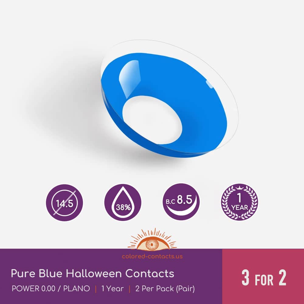 Pure Blue Halloween Contacts - thumbnail 3