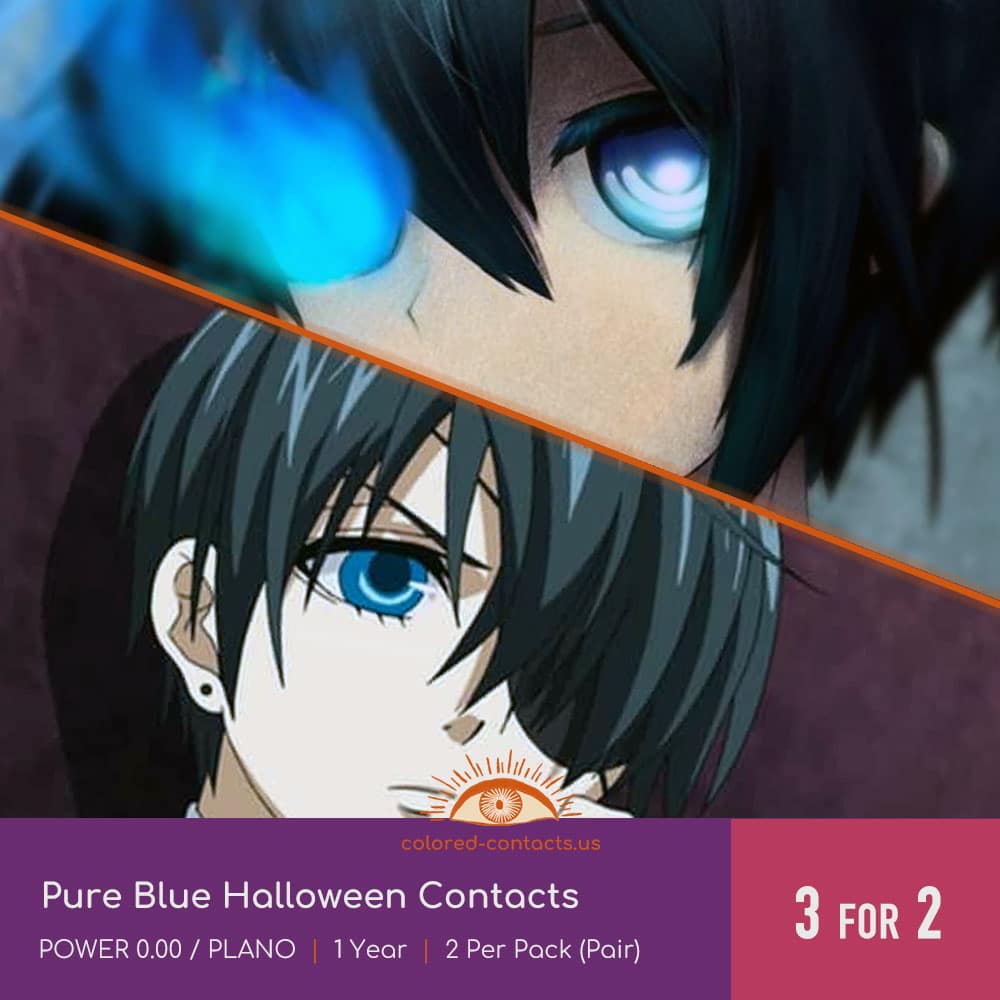 Pure Blue Halloween Contacts - thumbnail 2