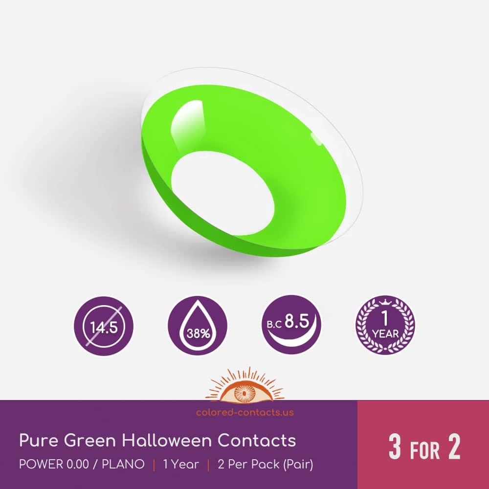 Pure Green Halloween Contacts - thumbnail 3