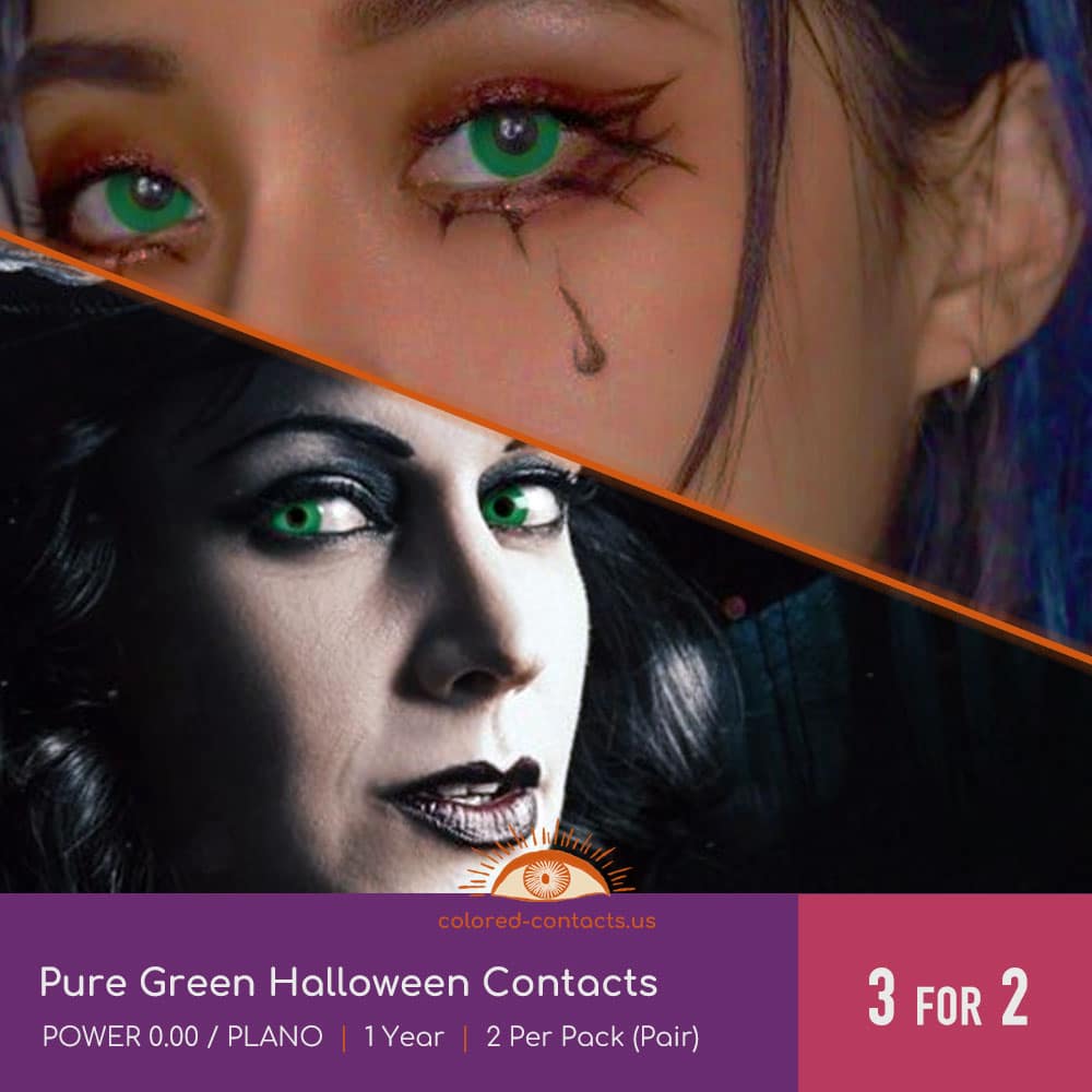 Pure Green Halloween Contacts - thumbnail 2